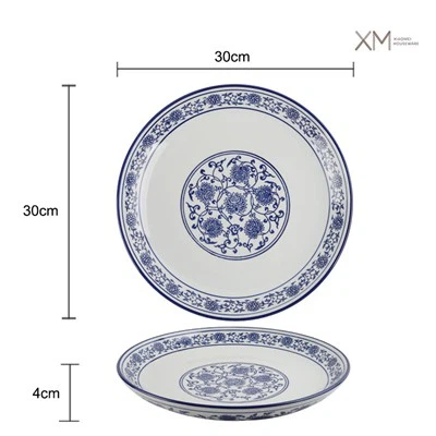 Подглазена цвят 12 инча кръгла плоча винтидж флорална керамична плоча